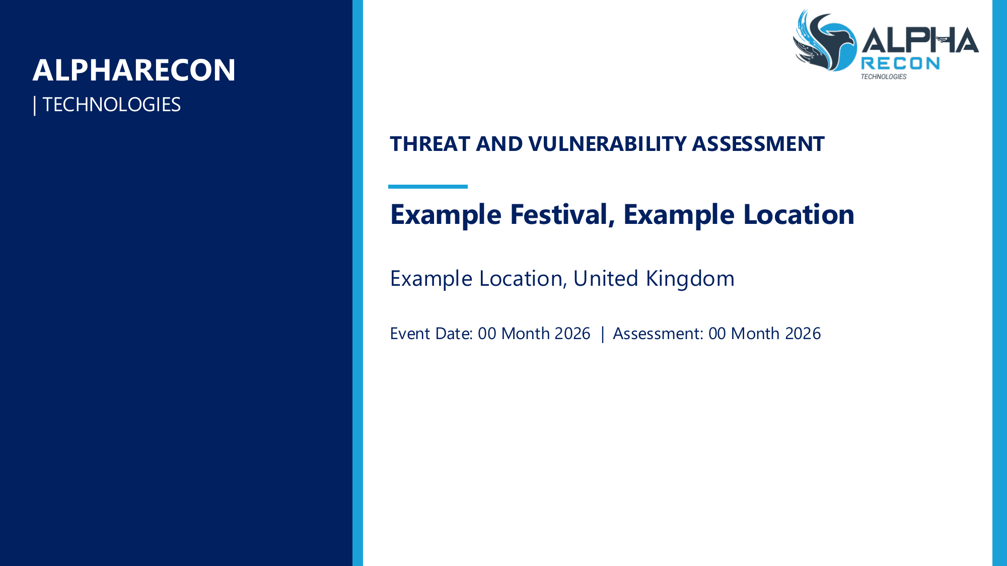 Cover page of an example Threat and Vulnerability Assessment